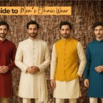 Man wearing traditional Indian sherwani with festive background